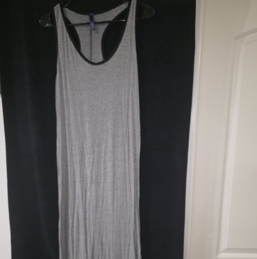 Striped Racerback Maxi Dress in Black and White